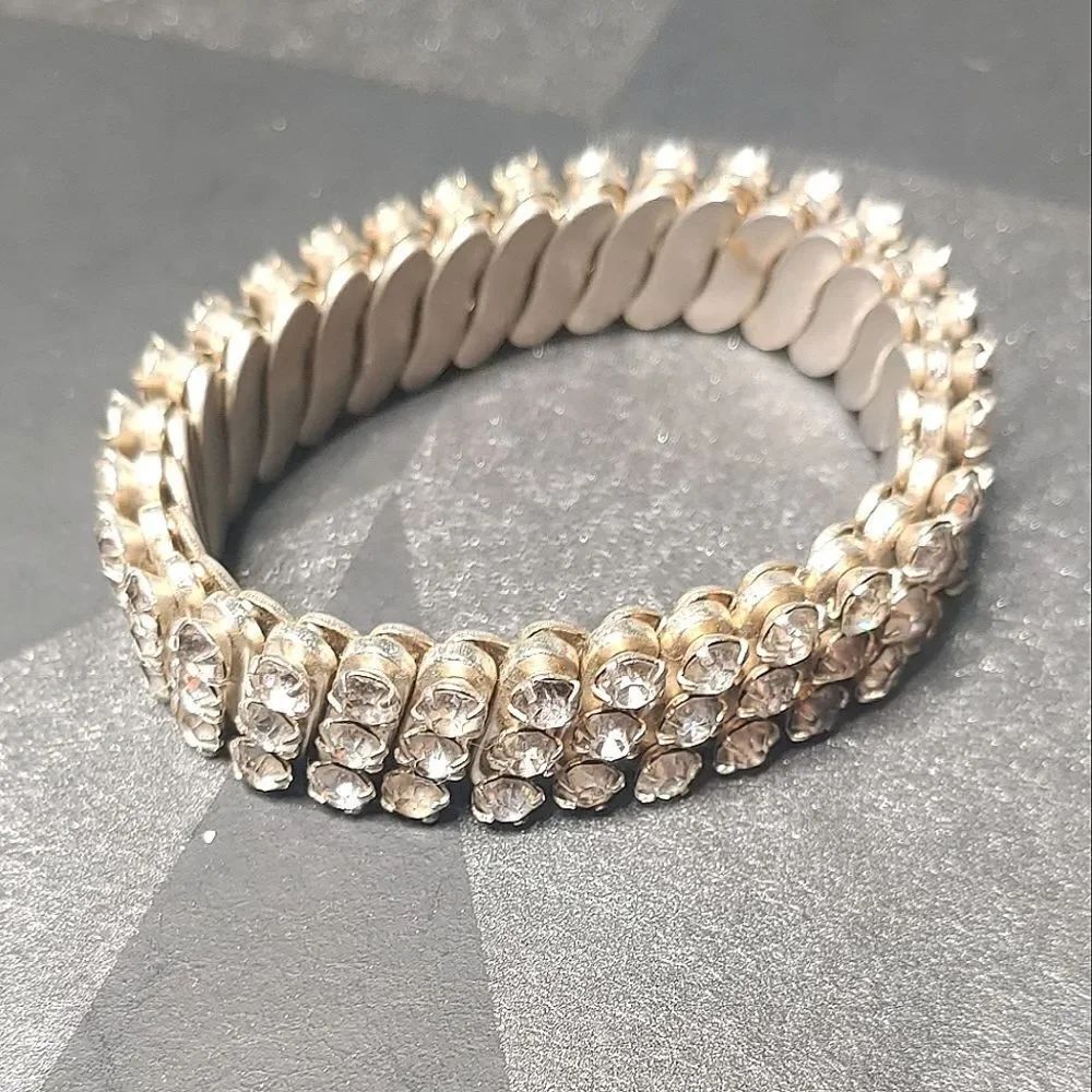 Vintage 60s Rhinestone Metal Bracelet